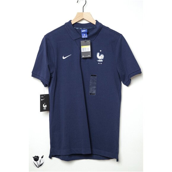 Men’s NWT Nike Polo S France National Team FFF Shirt Navy Blue Soccer World Cup - Picture 14 of 14